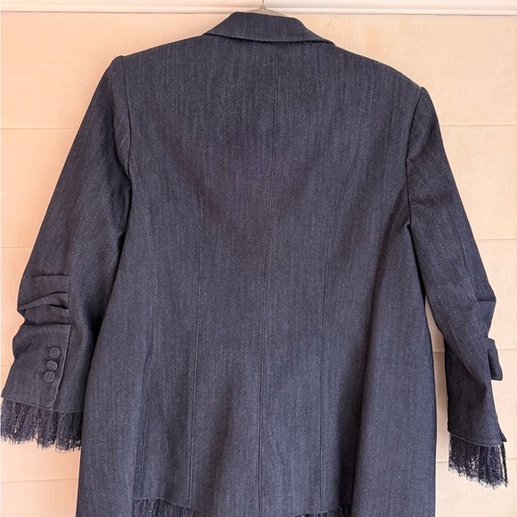 Cinq a Sept tous les jours Dark Blue Denim Blazer with Lace Trim - Picture 5 of 7